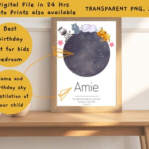 Cadeau photo personnalisé pour les parents d'un nouveau-né, carte du ciel personnalisée pour les parents de la nuit de votre naissance garçon pour oeuvre d'art murale ciel pour chambre d'enfant