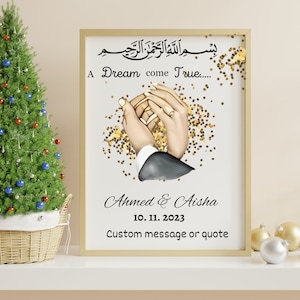 Islamisches Paar Nikah Geschenk Islamische Wandkunst Hände Muslims Hochzeitsgeschenk Personalisiertes Muzlim Geschenk für Braut und Bräutigam Wand Kunst Druck Porträt