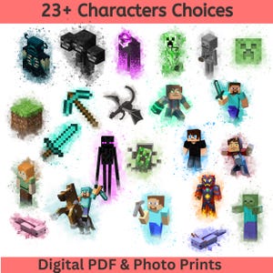Custom Gaming Characters Wall Art| Watercolor Gamer Poster | Girls Room Decor | Download PNG PDF or Poster Print  Personalized Gift for Kids