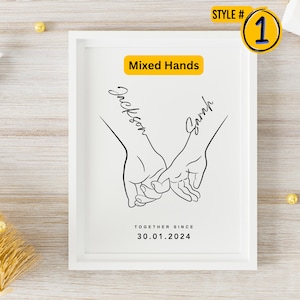 Stampa personalizzata "Just Married Pinkie Promise Married" con scritta "Tenersi per mano", per San Valentino, fidanzamento, anniversario di matrimonio, poster regalo personalizzati.