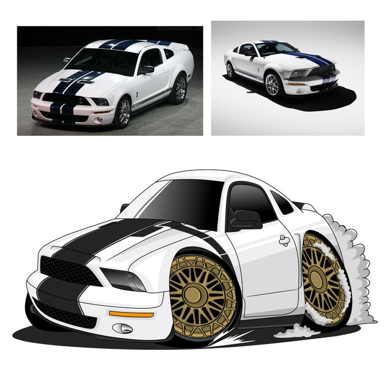 Funny Caricature Style Digital Car Illustration Custom Vehicle Cartoon ...