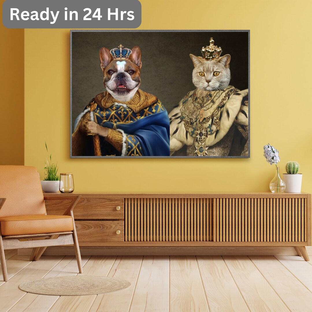 Regal Custom Pet Portrait Royal Cat & Dog Art Personalized Renaissance ...
