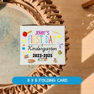 Carte personnalisée de rentrée des classes avec nom personnalisé, carte Premier jour à l'école maternelle pré primaire, message de voeux pour fils et fille