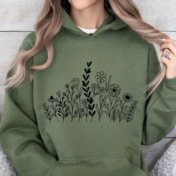 Nature Lover Shirt, Flower Sweatshirt, Wild Flowers Sweatshirt, Floral Sweatshirt, Botanical Hoodies, Ladies Hoodie, Mothers day gift