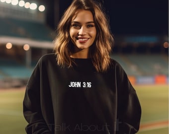 Juan 3:16 Camisas cristianas unisex Versículo bíblico Crewneck, Ropa de Jesús de moda, Camisa basada en la fe, Compartir Jesús