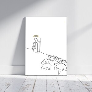 The Lord is My Shepherd | Psalm 23:1 | Shepherd and His Sheep | Christian Poster