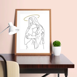 Jesus Hugging Woman Print | Comfort Poster | Sister Gift | Mother Birthday | Friend Gift | Christian Artwork