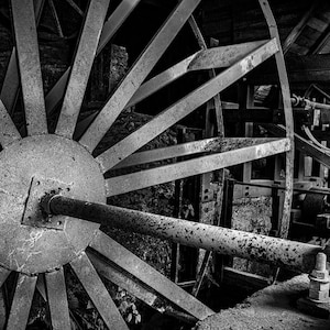 Rustic Country Home Decor: Enchanting Black & White Hodgson Water Mill Photography Print, Rural Wall Art Canvas Wrap, Farm House Metal Print