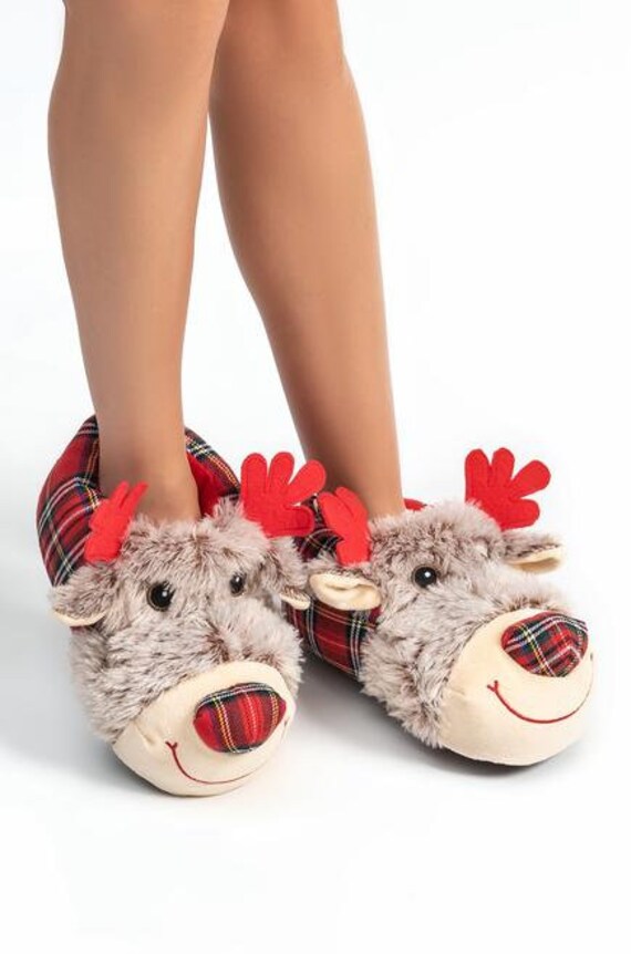 Unisex Cozy Fluffy Deer House Slippers Fuzzy Animal Home Slippers