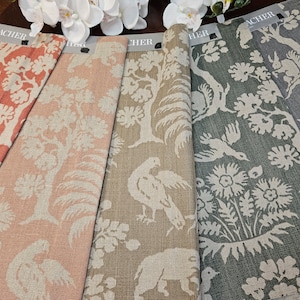 Schumacher Fabric Sample Woodland Silhouette 100% Linen 16.5 × 16.5