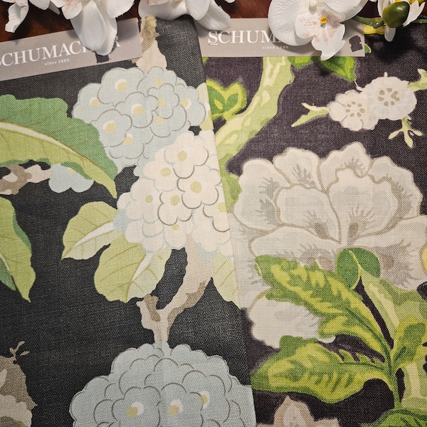 Schumacher Mary McDonald Fabric Sample Bermuda Blossoms 90% Linen 16.5"×16.5"