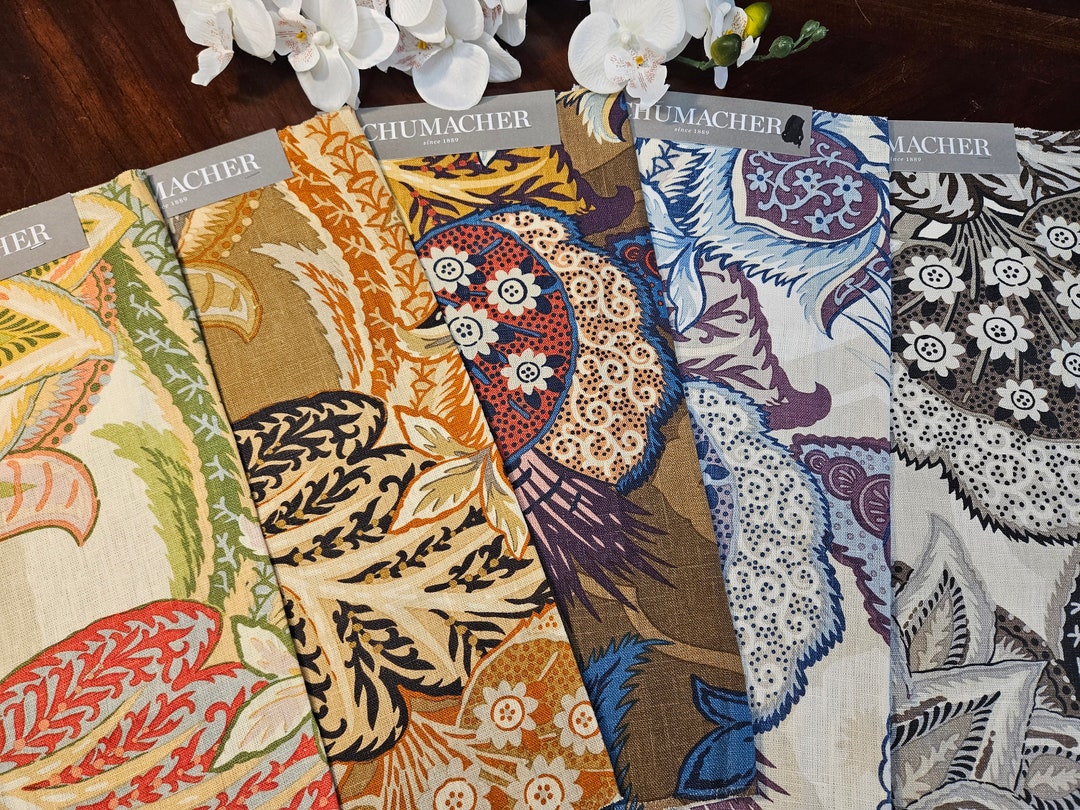 Schumacher Zanzibar Linen Print Fabric Sample 16.516.5 Etsy