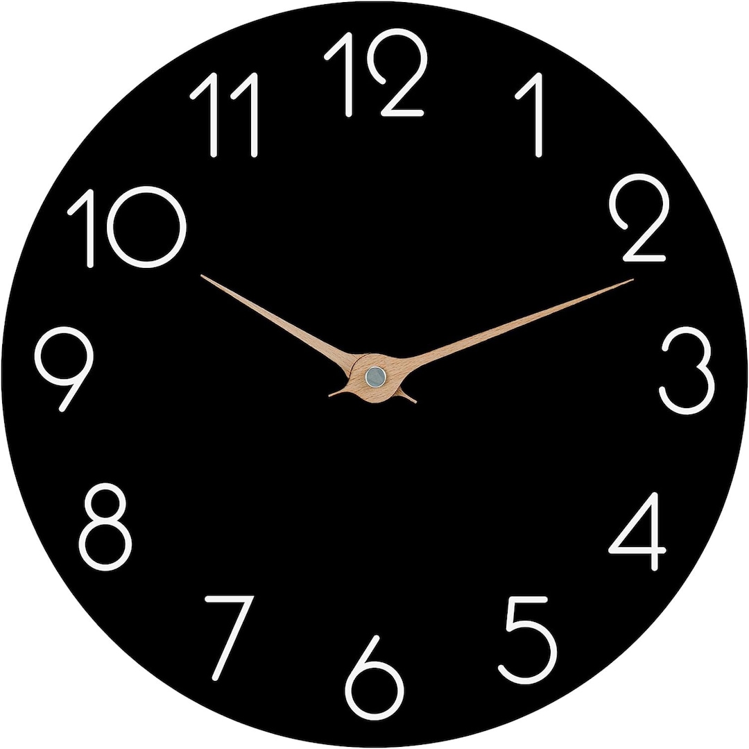 Wall Clock Black Wall Clocks Battery Operated 10 Inch Etsy