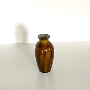 Vintage Brown Pottery Vase | Hand-Decorated American Art Pottery Late 1800s Early 1900s Studio Ceramic Collectible Ceramic Decor
