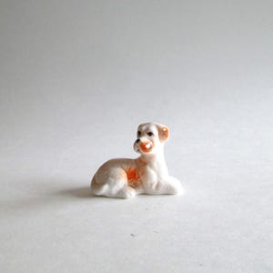 Vintage Porcelain Terrier Figurine | Small Brown & White Ceramic Dog Statue, MCM Animal Home Decor, Gift for Dog Lovers, Shelf Collectible