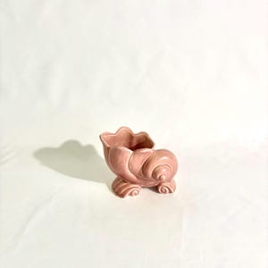 Vintage Pink Ceramic Shell Planter Pot | Pottery Flower Vase | Coastal Coffee Table Decor | Mermaid Bathroom Tray or Shelf Decor