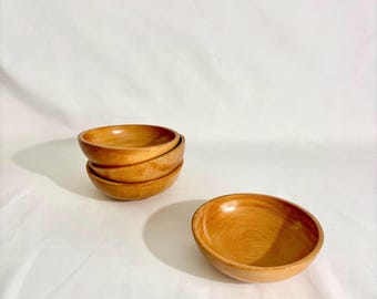 Vintage Midcentury Modern Carved Bamboo Bowls Set of 4 | MCM Kitchen Island, Small Table, or Bar Cart Cottagecore Bookshelf Decor