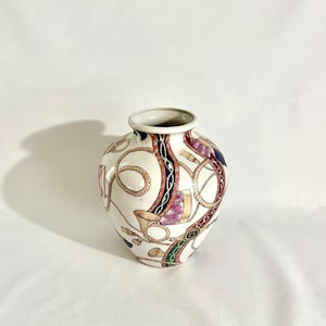 Vintage Pottery Flower Vase | Unique Coffee Table Planter Pot or Floor Vase | Kitchen Island Utensil Holder | Boho Bookshelf Decor
