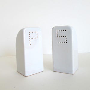 Art Deco Salt and Pepper Shakers: Vintage White Ceramic Kitchen Decor