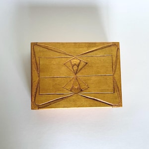 Vintage Wooden Jewelry Box | Small Hand-Carved Geometric Trinket Storage