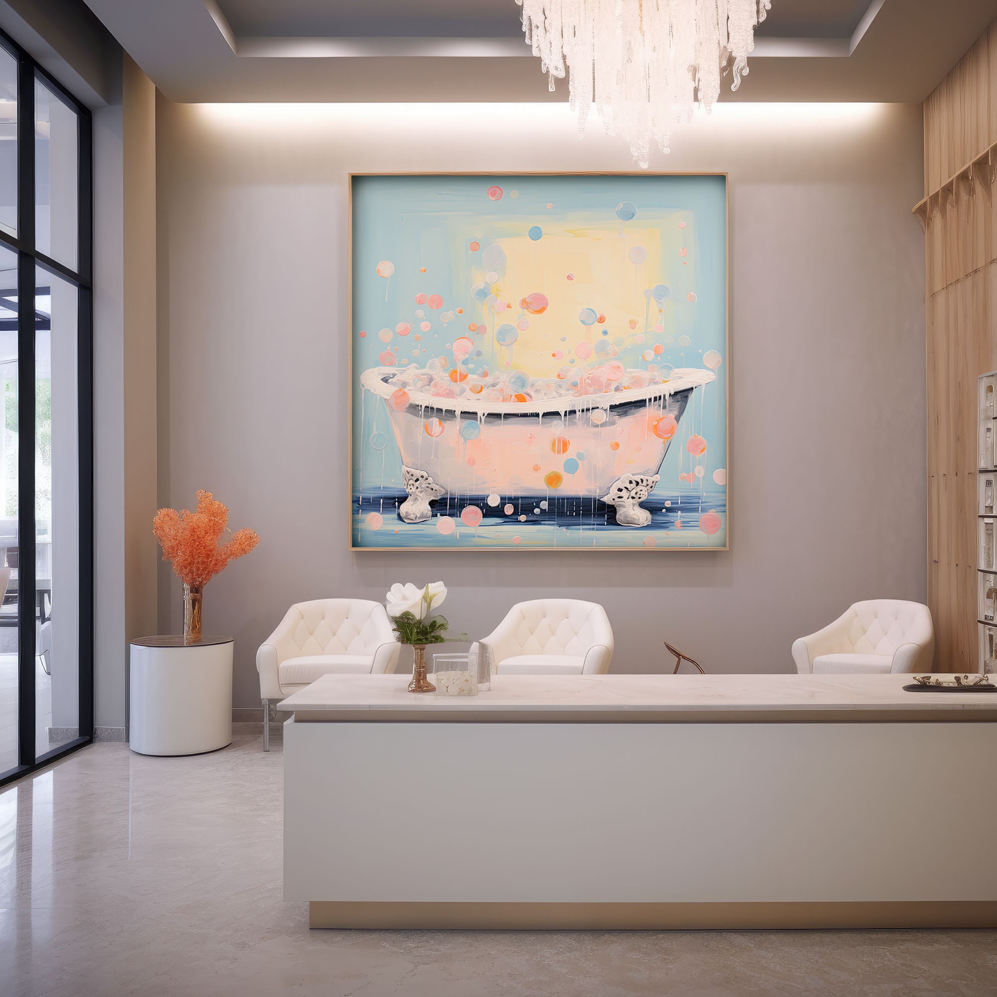 Bubble Bath Wall Art Modern Pink Pastel Wall Art Modern Home Etsy