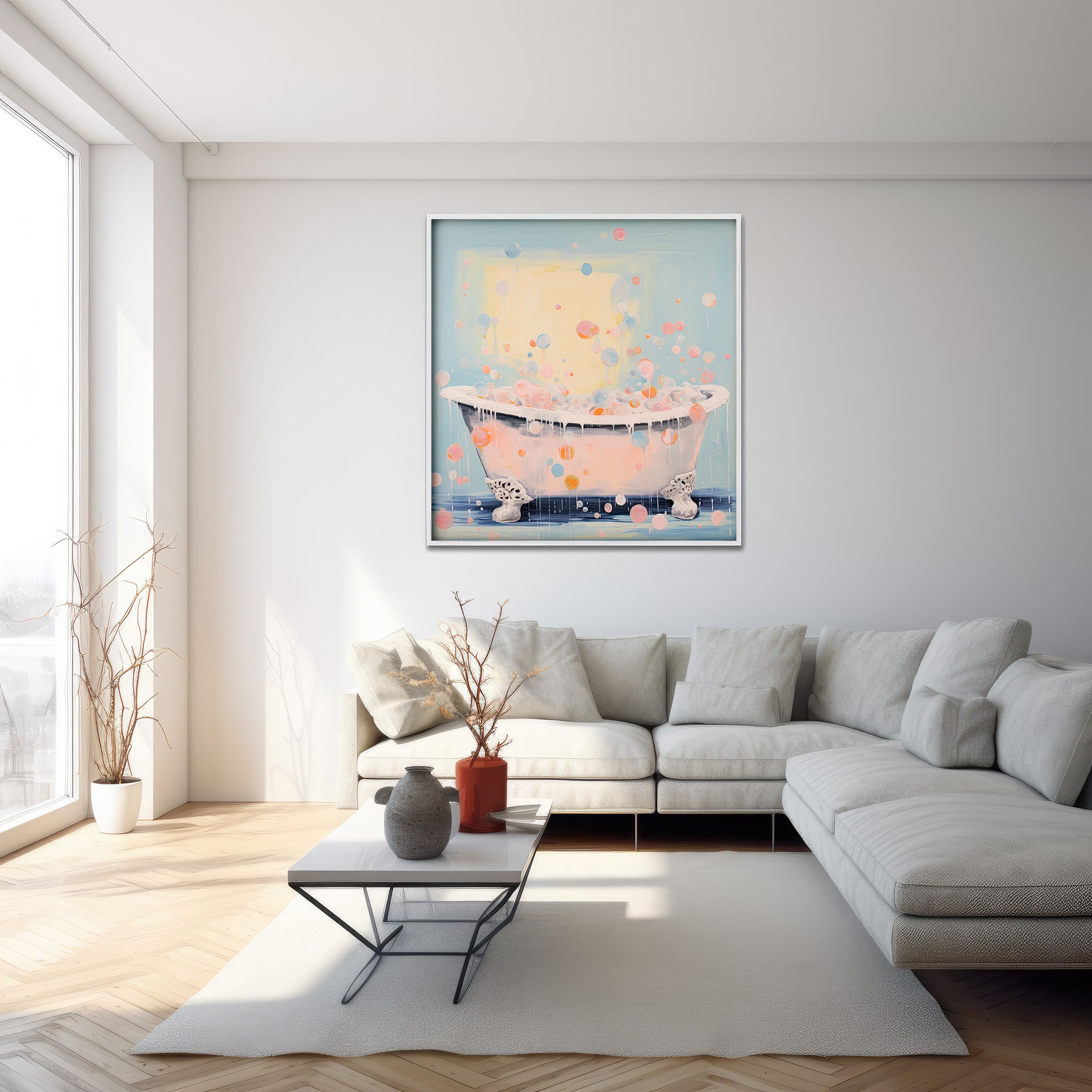 Bubble Bath Wall Art Modern Pink Pastel Wall Art Modern Home Etsy