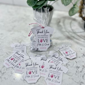 Personalized Baby Shower Favor Tags: Handprint Thank You