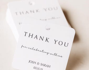 Minimalist Personalized Wedding Thank You Tags 2 Inch Square