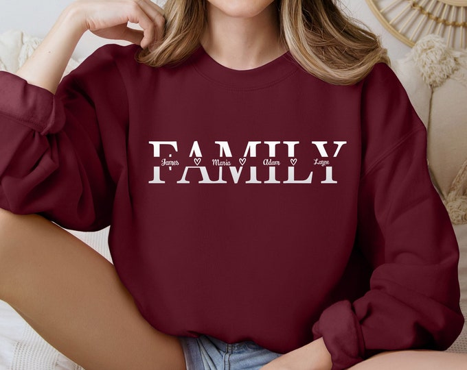 Custom Family with Names Sweatshirt, Family Sweatshirt, Custom Family Shirt, Personalized Matching Sweatshirt, Gifts For Family,Personalized