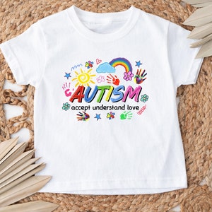 Autism Awareness T-Shirt - Accept Understand Love Design - Colorful Unisex Shirt for Advocacy, Support, and Inclusion, Autism Support Gift