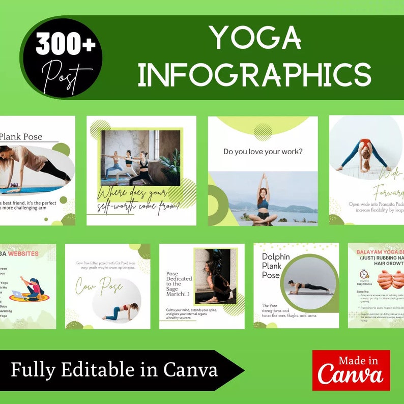 Yoga Canva Template, Yoga Poses Template, Editable Instagram Templates ...