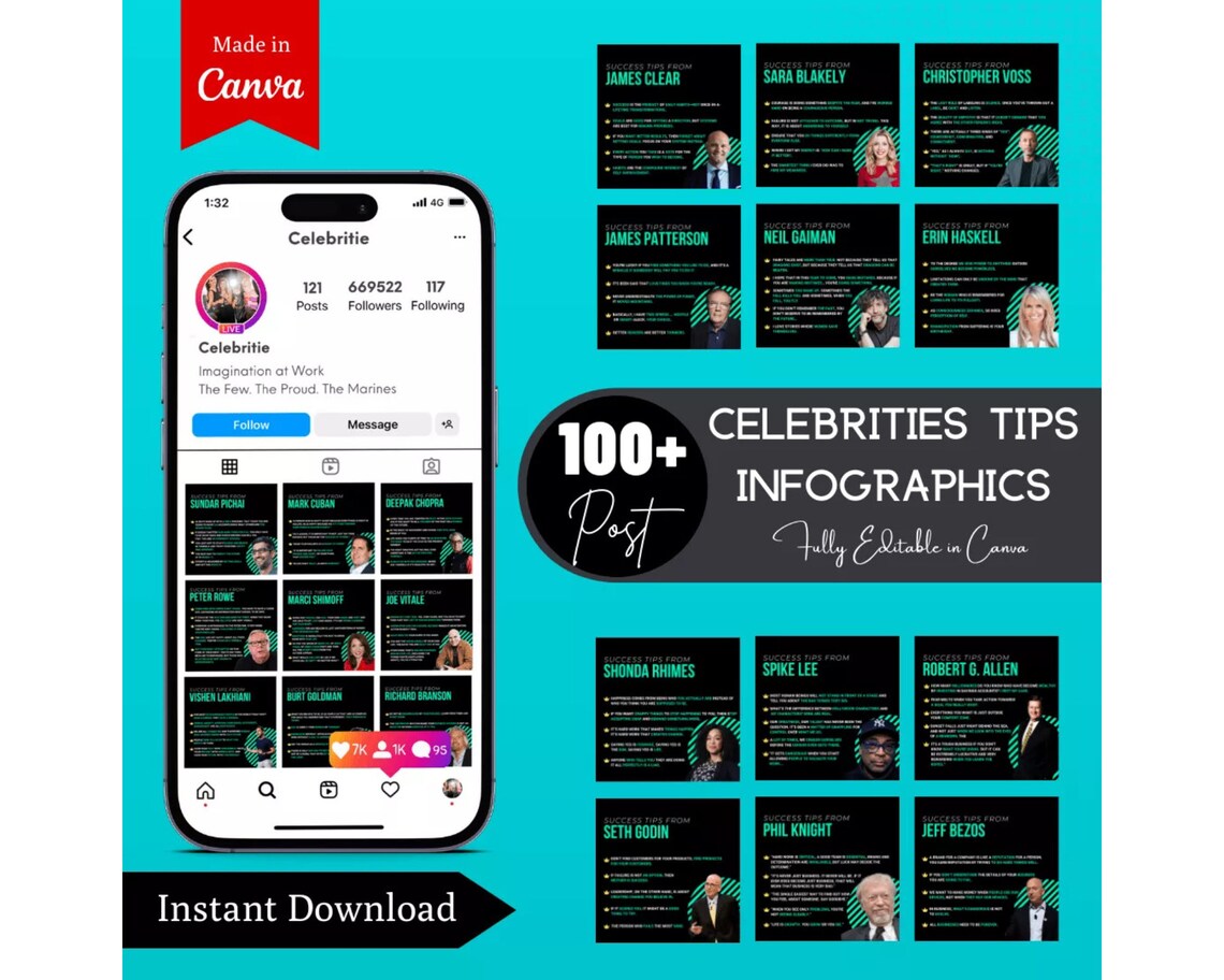 Celebrities Tips Infographic Template, Ready Made Posts, Social Media ...