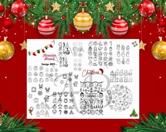 Holiday Cheer Canvas | Nail Art Practice Sheet | Nail Stickers | Nail Art Template | Nail Art Sheet | Nail Art Stencil | Nail Decal Template