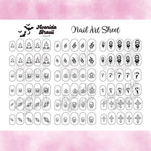 Tombstone Tips Halloween Nail Art Template | Cartoon Nail Art Sticker Template | Nail Art Practice Sheet | Nail Art Stencil | Nail Stickers