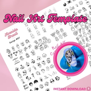 Cartoon Bonanza Nail Art Template | Nail Art Practice Sheet | Nail Art Stickers | Nail Art Sheet | Nail Art Stencil | Nail Decal Template