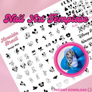 Mouse Magic Series Nail Art Template | Printable Nail Designs | Nail Stamp Plate | Nail Art Trace Practice Sheet | Digital Nail Decals DIY