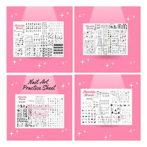 Stencil Bundle Book 1 15 Printable Designs Nail Stamp Plate Nail Art Trace Practice Sheet Digital Nail Outline Cheat Sheet Template image 3