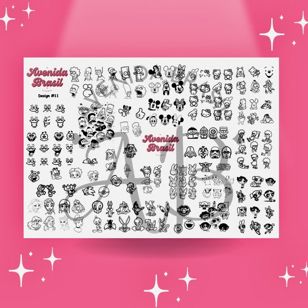 Animation Extravaganza | Nail Art Practice Sheet | Stickers | Nail Art Template | Nail Art Sheet | Nail Art Stencil | Nail Decal Template