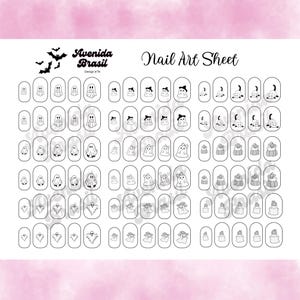 Happy Haunts Halloween Nail Art Template | Cartoon Nail Art Sticker Template | Nail Art Practice Sheet | Nail Art Stencil | Nail Stickers