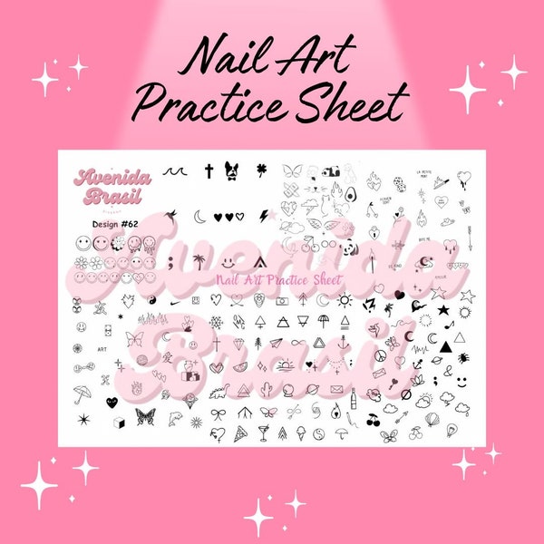 Emoji Emporium | Nail Art Practice Sheet | Nail Art Stickers | Nail Art Template | Nail Art Sheet | Nail Art Stencil | Nail Decal Template