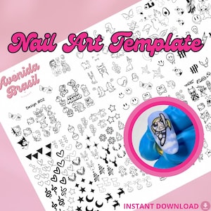 Cartoon Wonderland Nail Art Templates | Digital Cartoon Character Designs | Digital Character Decals | Nail Art Practice Sheet | Nail Decals