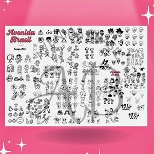 Cartoons Galore | Printable Nail Designs | Nail Stamp Plate | Nail Art Trace Practice Sheet | Digital Nail Outline Cheat Sheet Template