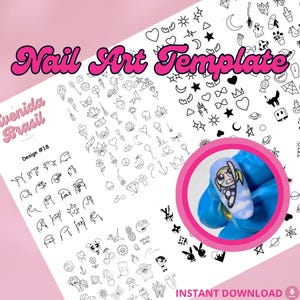 Cosmic Cartoon Chaos Nail Art Templates | Nail Stickers | Nail Art Practice Sheet | Nail Art Sheet | Nail Art Stencil | Nail Decal Template