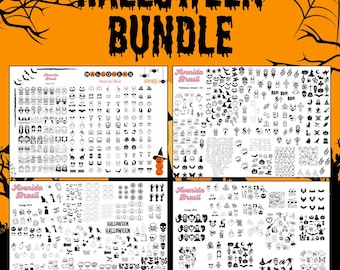 Halloween Haunts Nail Art Templates Bundle | Spooky Digital Nail Decals | Nail Sticker Practice Sheets | Horror Nail Art Designs | Nail Art