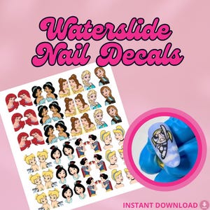 Princesses Galore - Waterslide Nail Decals  | Nail Stickers | Character Nail Art | Nail Sheet | Fairy Tale | Princess | #AV103