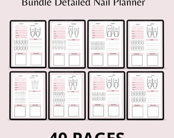 Bundle Detailed | Nail Practice Sheet |Digital Planner Nail Art | Planner Nail Tech Planner Sheets |Design Planning Practice Nail Art