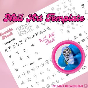 Cloudy Creations Nail Art Practice Sheet | Nail Art Stickers | Nail Art Template | Nail Art Sheet | Nail Art Stencil | Nail Decal Template