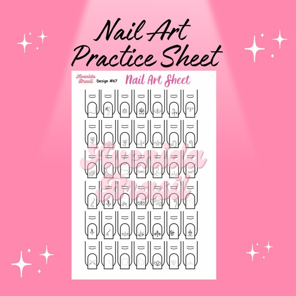 Minimalist - Nail Art Traceable Practice Sheet | Character Nail Art Stickers | Adorable Cuddly Animals | Aliens | Love | Stencil