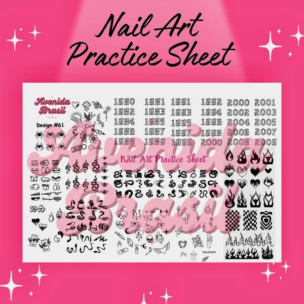 Gothic Ink Infusion | Nail Art Practice Sheet | Nail Stickers | Nail Art Template | Nail Art Sheet | Nail Art Stencil | Nail Decal Template