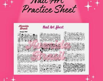 Enchanted Nail Tales | Printable Nail Designs | Nail Stamp Plate | Nail Art Trace Practice Sheet | Digital Nail Cartoon Template | Stencil